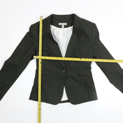 H&M Women’s Black Single-Breasted Blazer UK 8 Classic Fit Jacket