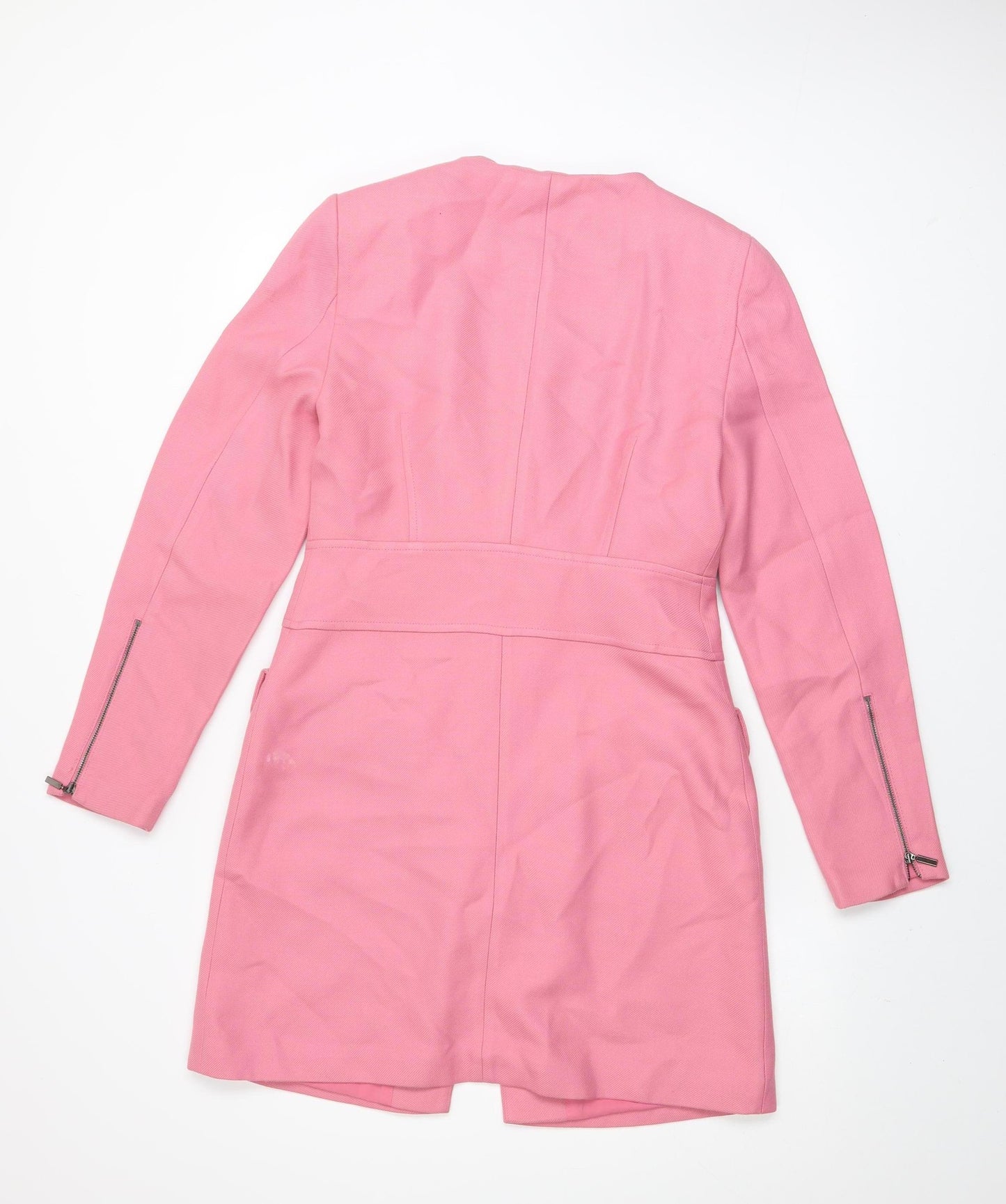 Marks and Spencer Women Pink Long Zip Coat Size 10 Classic Style