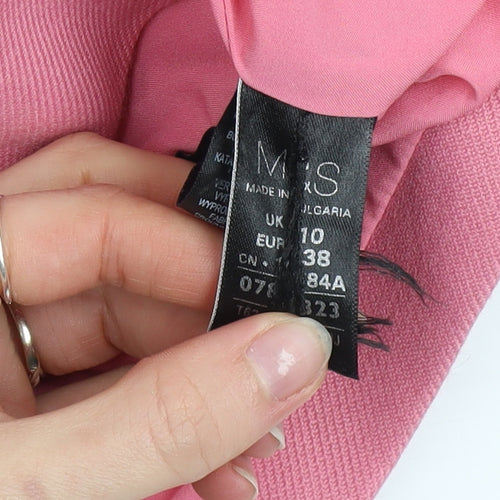 Marks and Spencer Women Pink Long Zip Coat Size 10 Classic Style