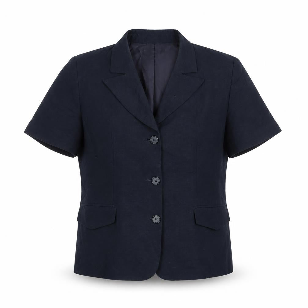 N&B Classic Women Blue Short Sleeve Linen Blazer Size 14