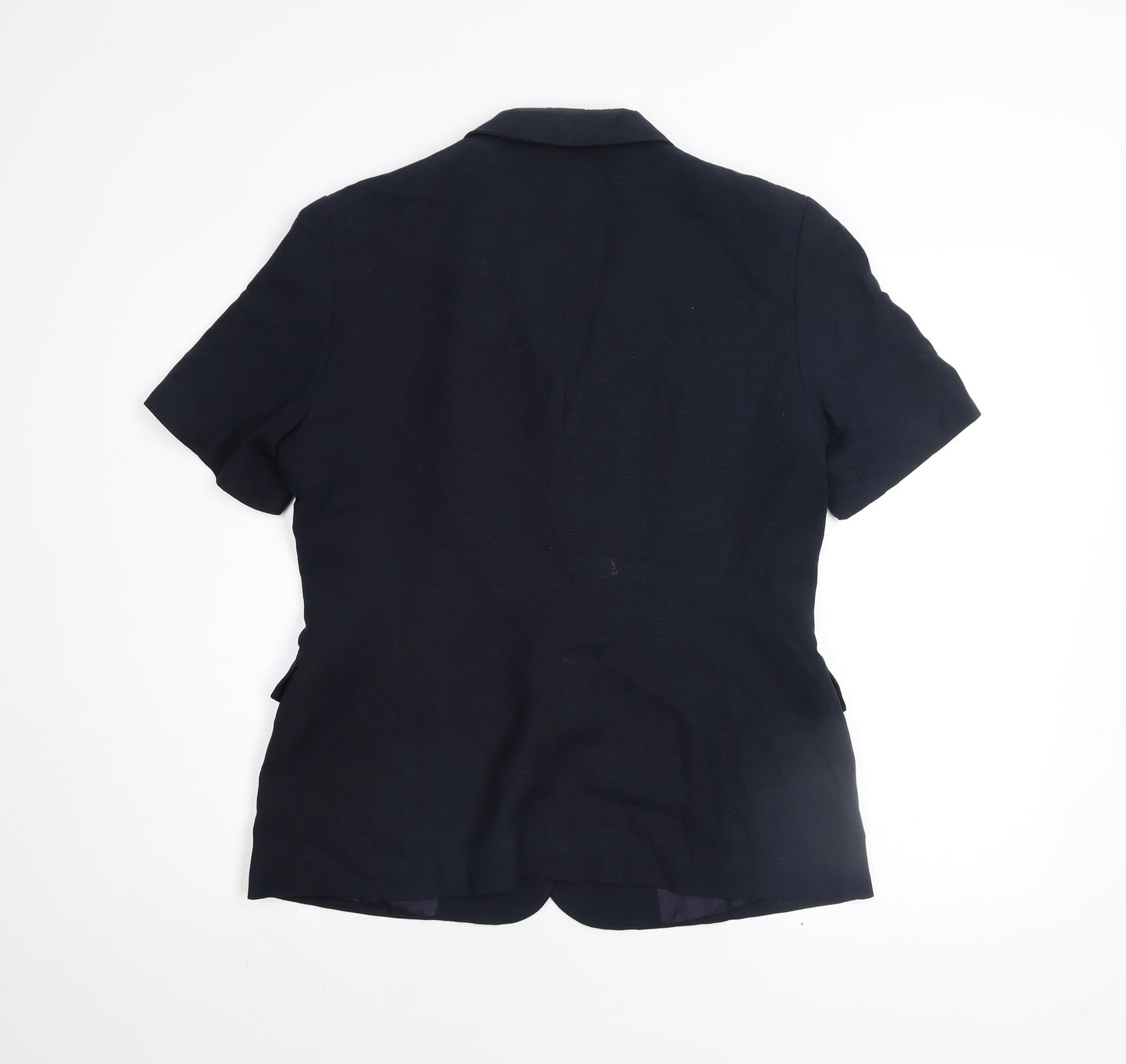 N&B Classic Women Blue Short Sleeve Linen Blazer Size 14