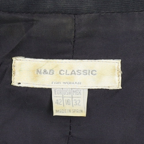 N&B Classic Women Blue Short Sleeve Linen Blazer Size 14