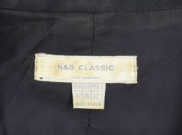 N&B Classic Women Blue Short Sleeve Linen Blazer Size 14