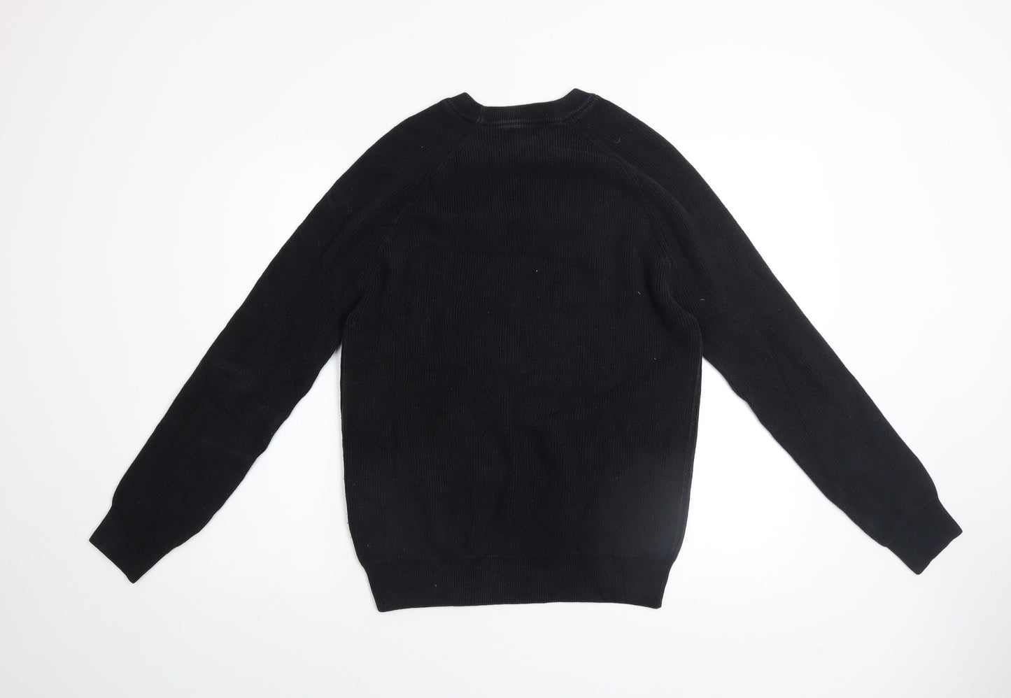 ZARA Men Black Cotton Crew Neck Jumper Size L Classic Knit