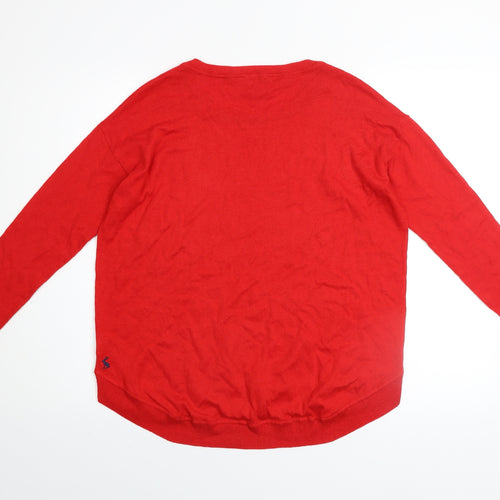 Joules Womens Red Crew Neck Long Sleeve Pullover Jumper Size 2XS