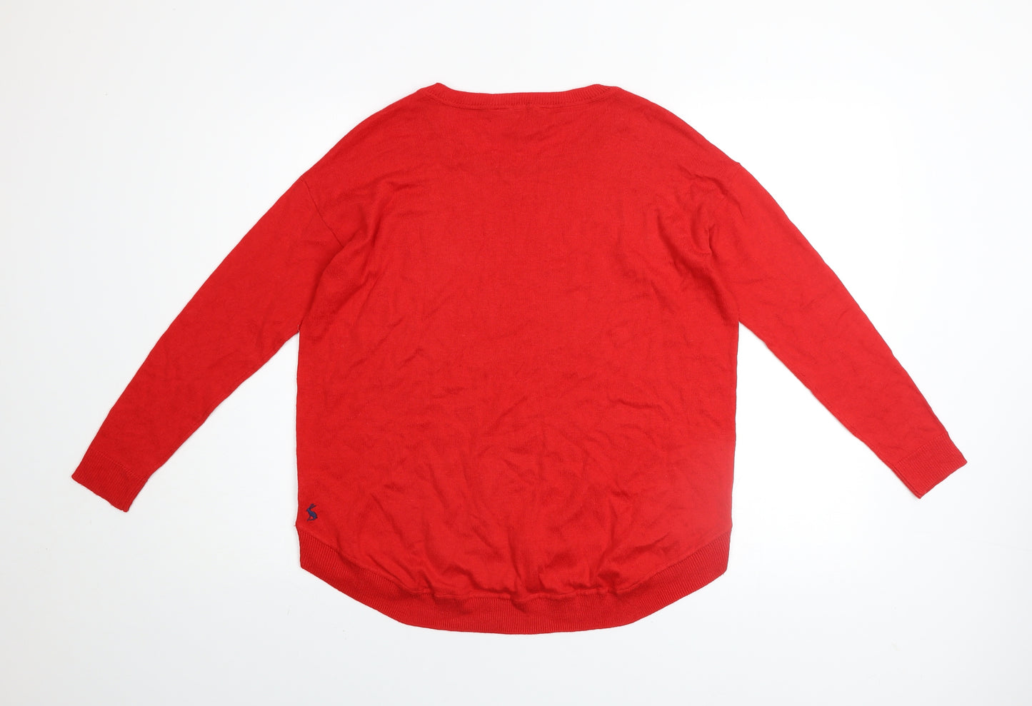 Joules Womens Red Crew Neck Long Sleeve Pullover Jumper Size 2XS