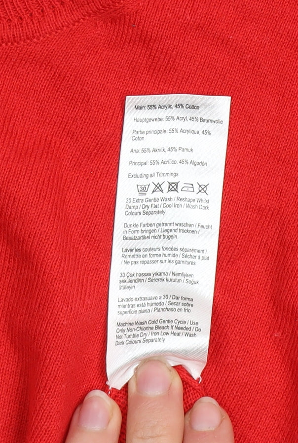 Joules Womens Red Crew Neck Long Sleeve Pullover Jumper Size 2XS