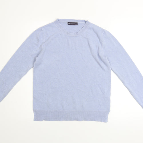 Marks and Spencer Women Blue Size 12 Crew Neck Acrylic Jumper