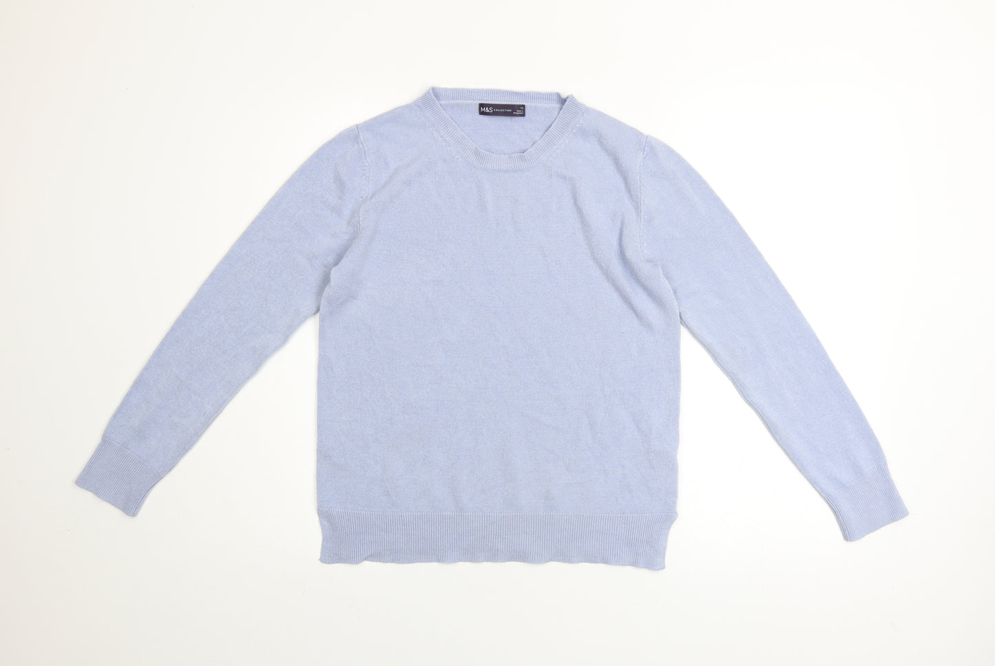 Marks and Spencer Women Blue Size 12 Crew Neck Acrylic Jumper