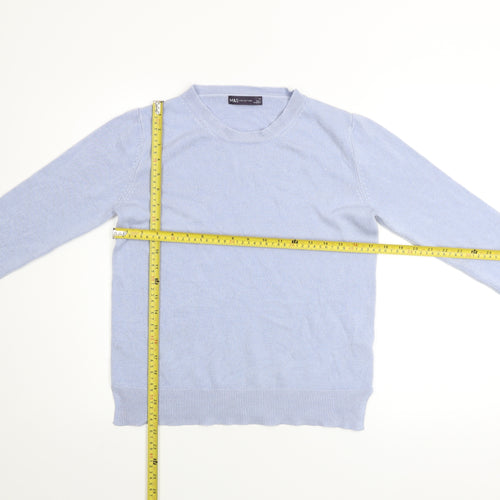 Marks and Spencer Women Blue Size 12 Crew Neck Acrylic Jumper