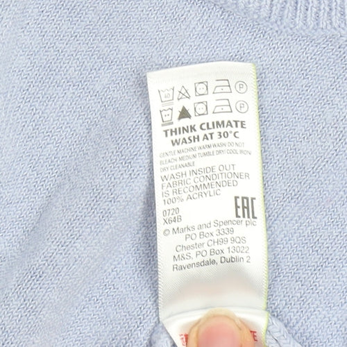 Marks and Spencer Women Blue Size 12 Crew Neck Acrylic Jumper