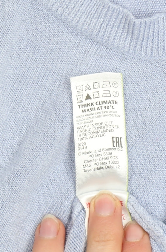 Marks and Spencer Women Blue Size 12 Crew Neck Acrylic Jumper