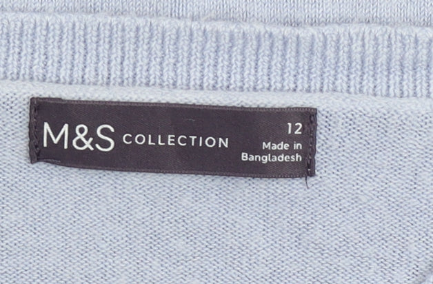 Marks and Spencer Women Blue Size 12 Crew Neck Acrylic Jumper