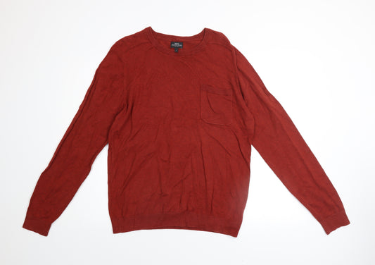 Next Men's Red Cotton Blend Crew Neck Jumper Size L Casual Knitwear