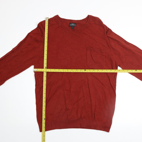 Next Men's Red Cotton Blend Crew Neck Jumper Size L Casual Knitwear