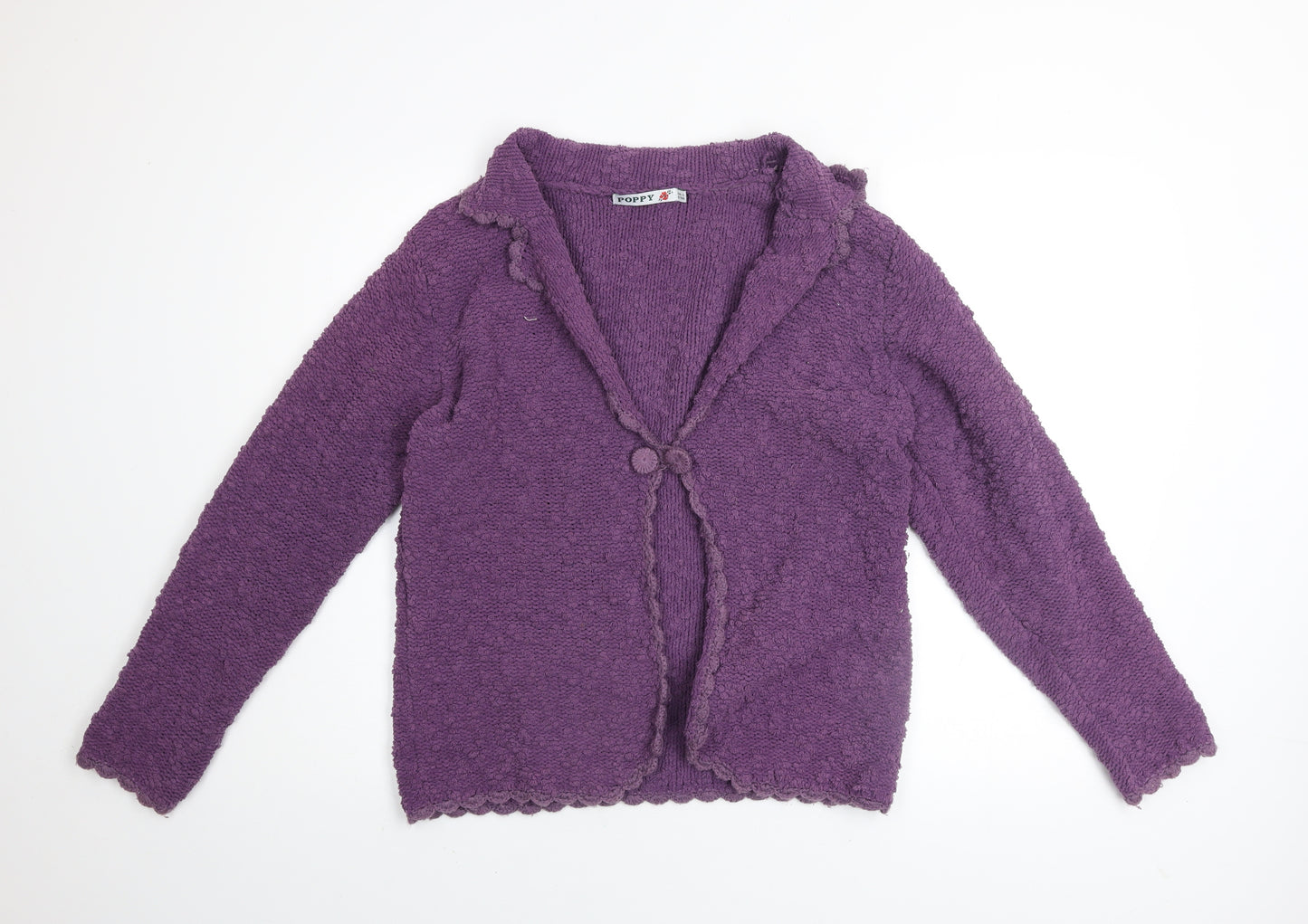 Poppy Womens Purple Knit Button Cardigan UK 12 Long Sleeve