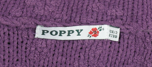 Poppy Womens Purple Knit Button Cardigan UK 12 Long Sleeve