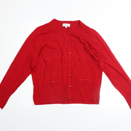 Debenhams Petite Red Cardigan Womens Size 18 Crew Neck Knitwear