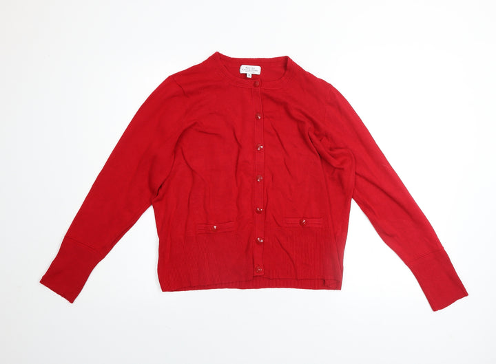 Debenhams Petite Red Cardigan Womens Size 18 Crew Neck Knitwear