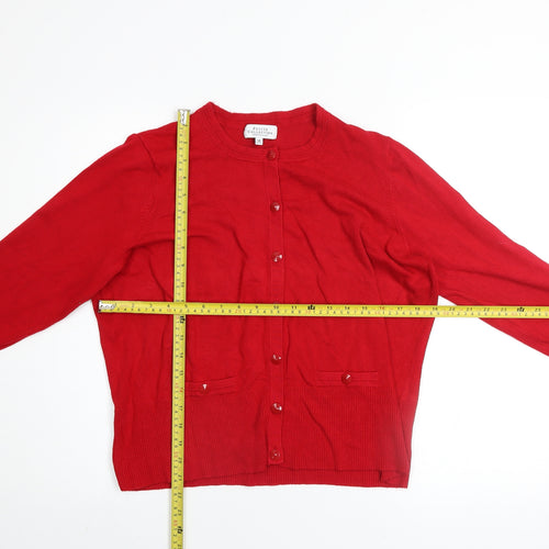 Debenhams Petite Red Cardigan Womens Size 18 Crew Neck Knitwear