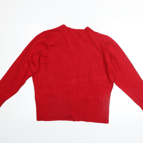 Debenhams Petite Red Cardigan Womens Size 18 Crew Neck Knitwear