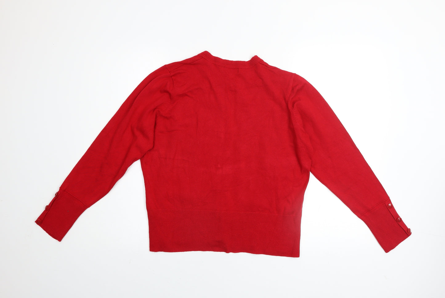 Debenhams Petite Red Cardigan Womens Size 18 Crew Neck Knitwear