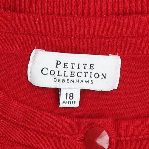 Debenhams Petite Red Cardigan Womens Size 18 Crew Neck Knitwear