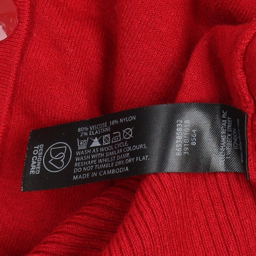 Debenhams Petite Red Cardigan Womens Size 18 Crew Neck Knitwear