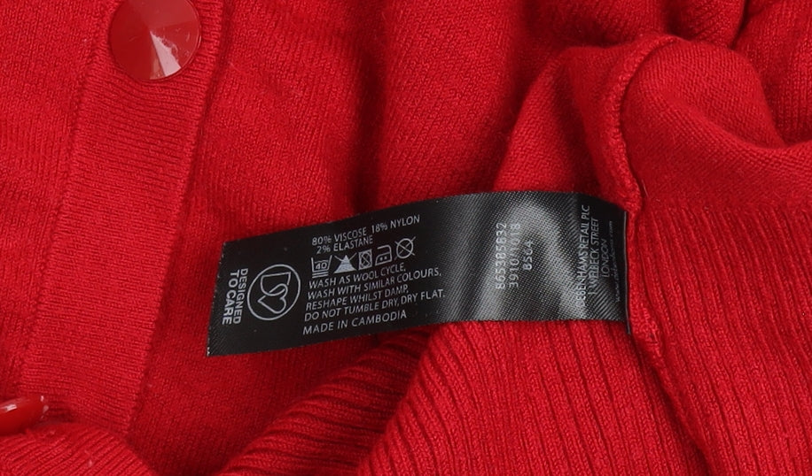 Debenhams Petite Red Cardigan Womens Size 18 Crew Neck Knitwear