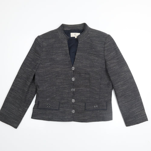 CC Women's Grey Tweed Blazer Size 14 Classic Lined Jacket