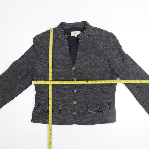 CC Women's Grey Tweed Blazer Size 14 Classic Lined Jacket