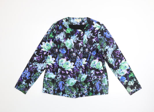 Monsoon Womens Multicoloured Floral Blazer Size 14 Lined Jacket