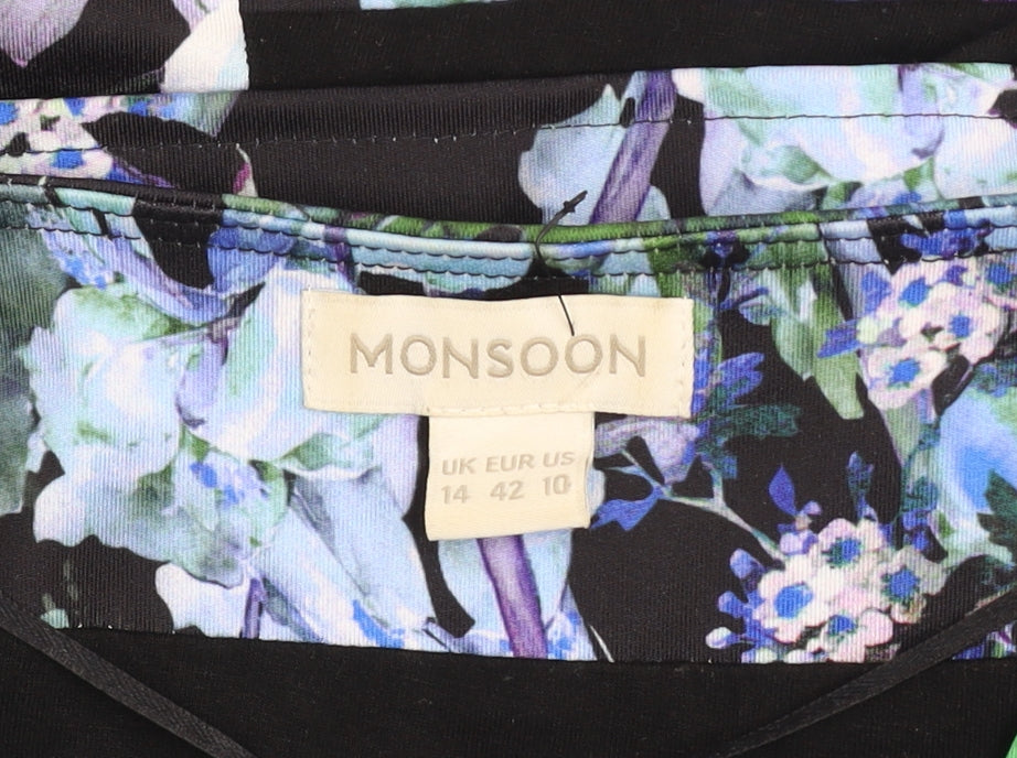 Monsoon Womens Multicoloured Floral Blazer Size 14 Lined Jacket