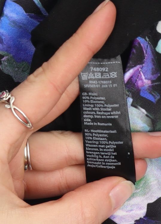 Monsoon Womens Multicoloured Floral Blazer Size 14 Lined Jacket