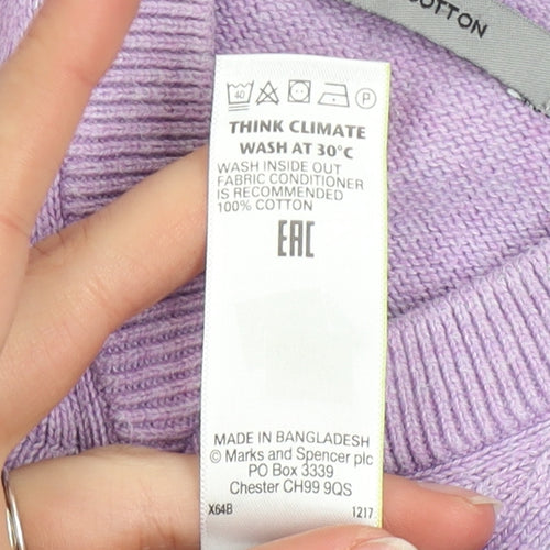 Marks and Spencer Men’s Purple V-Neck Cotton Jumper Size S