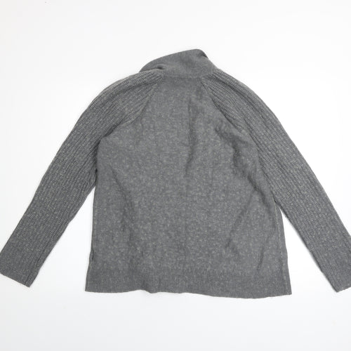 Gap Women Grey Knit Cardigan Jumper Medium Wool Blend Long Sleeve