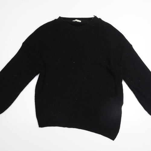 Pull & Bear Women’s Black Acrylic Knit Jumper M-L Relaxed Fit