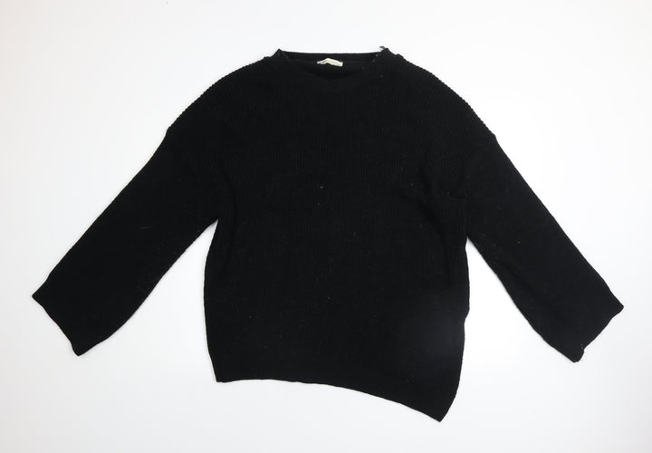 Pull & Bear Women’s Black Acrylic Knit Jumper M-L Relaxed Fit