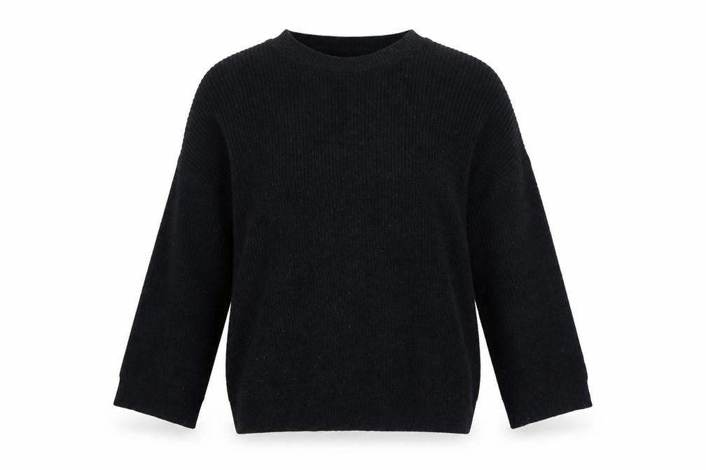 Pull&Bear Women’s Black Acrylic Knit Jumper M-L Relaxed Fit