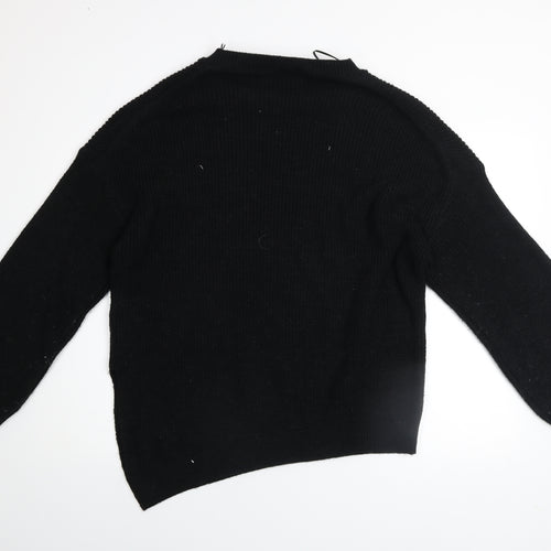 Pull & Bear Women’s Black Acrylic Knit Jumper M-L Relaxed Fit