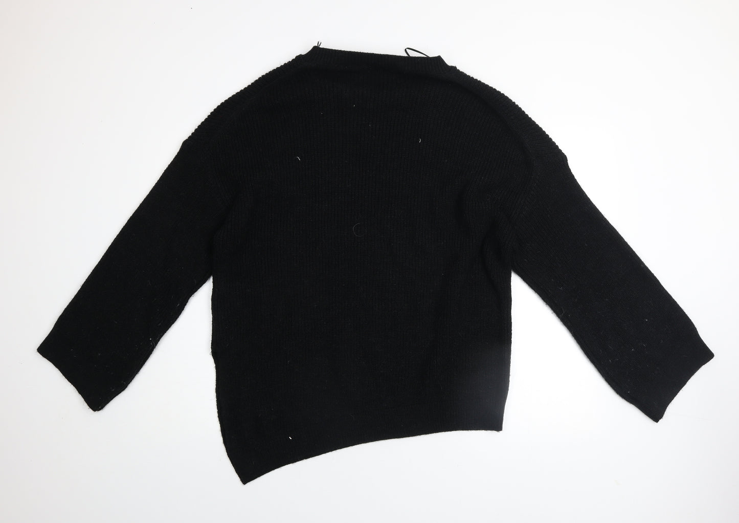 Pull & Bear Women’s Black Acrylic Knit Jumper M-L Relaxed Fit