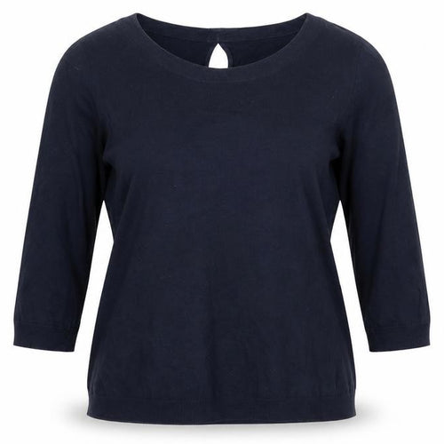Mango Women Blue Basic 3/4 Sleeve Cotton Blouse Size S