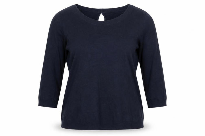 Mango Women Blue Basic 3/4 Sleeve Cotton Blouse Size S