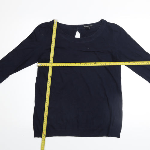 Mango Women Blue Basic 3/4 Sleeve Cotton Blouse Size S