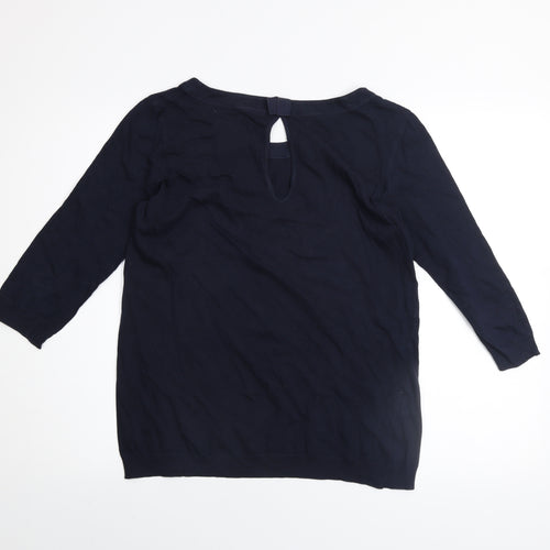 Mango Women Blue Basic 3/4 Sleeve Cotton Blouse Size S