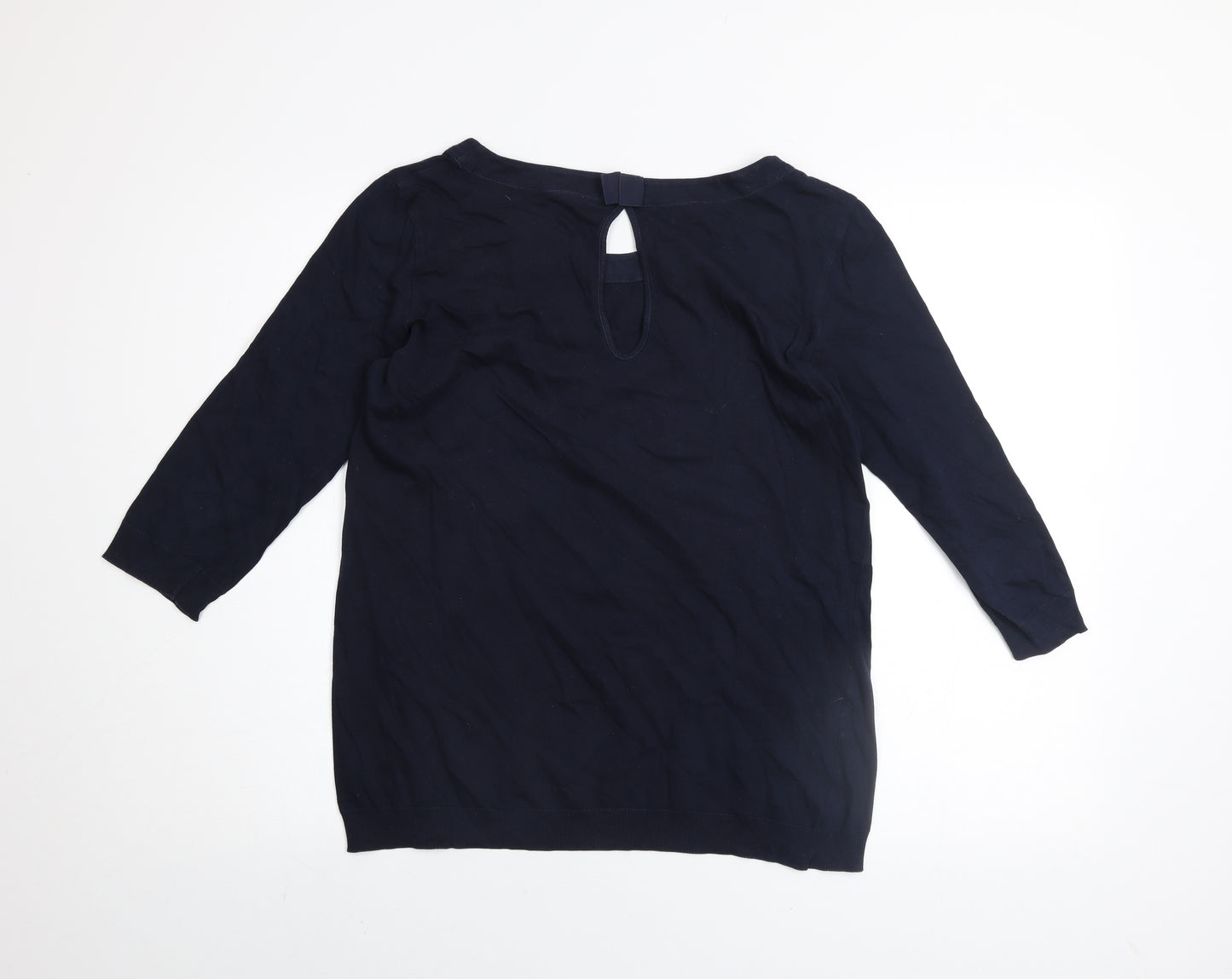 Mango Women Blue Basic 3/4 Sleeve Cotton Blouse Size S
