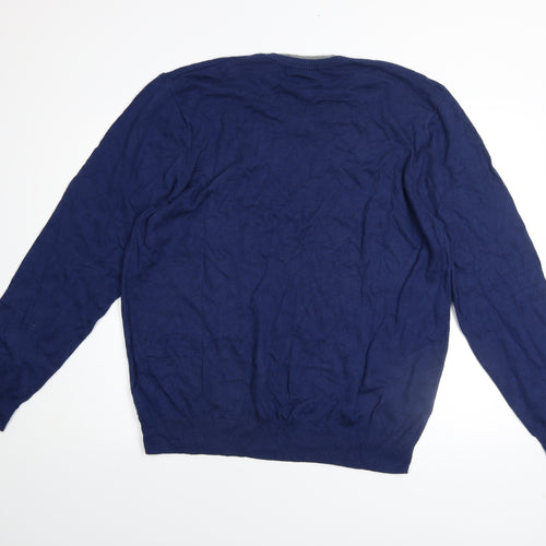 Marks and Spencer Autograph Men’s Blue Cotton Cashmere V-Neck Jumper XL