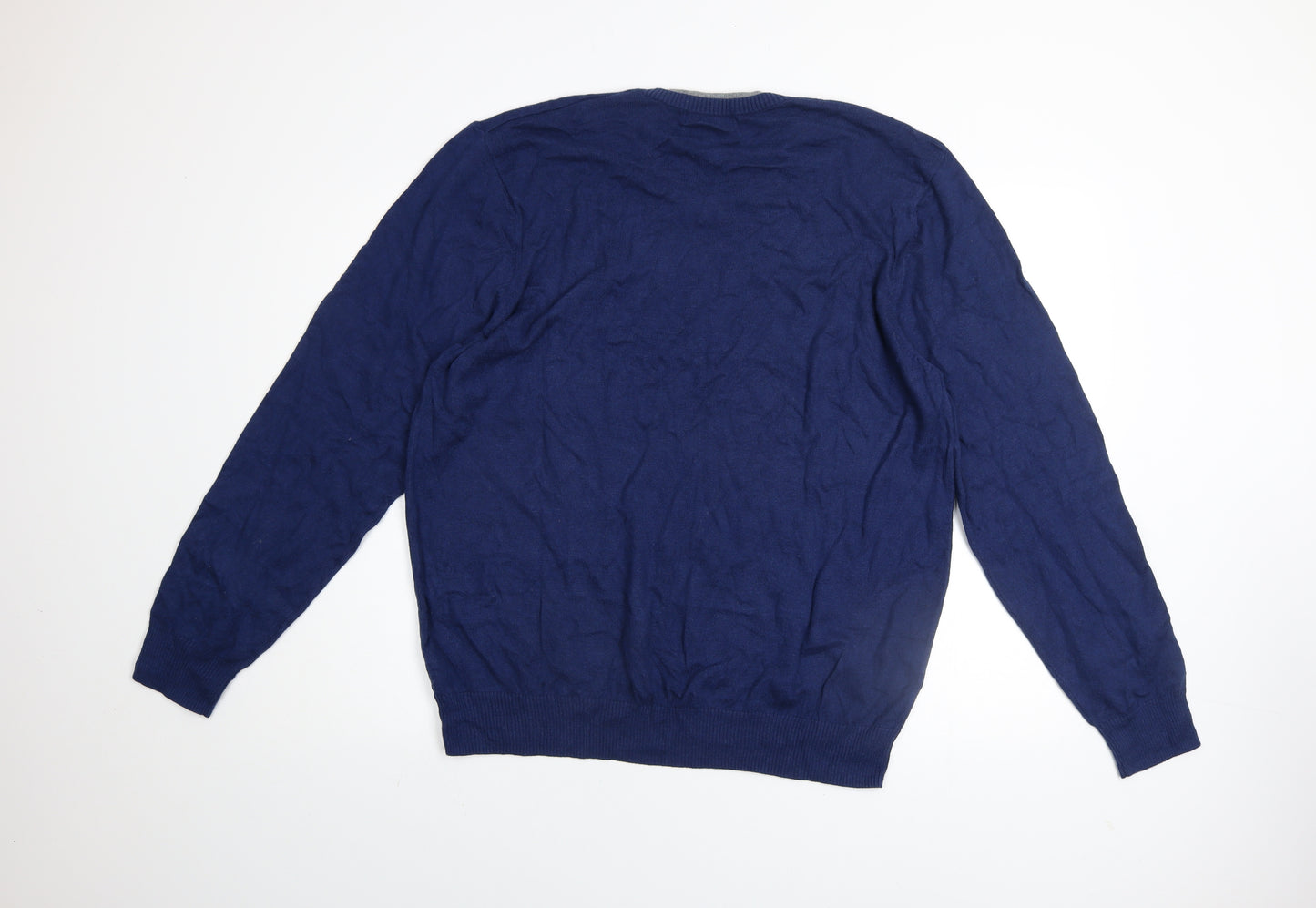 Marks and Spencer Autograph Men’s Blue Cotton Cashmere V-Neck Jumper XL