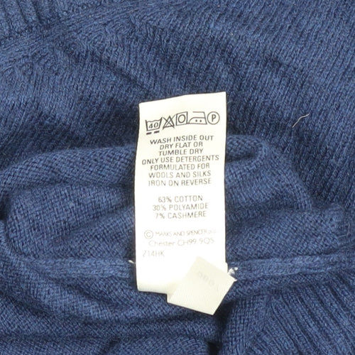 Marks and Spencer Autograph Men’s Blue Cotton Cashmere V-Neck Jumper XL