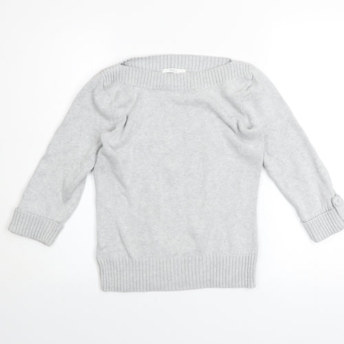Marks and Spencer Women’s Grey Cotton Boat Neck Jumper Size 8